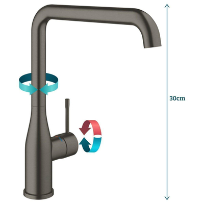 GROHE essence new Keukenkraan - l uitloop - hard graphite geborsteld