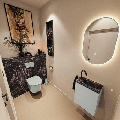 MONDIAZ TURE-DLUX 40cm toiletmeubel Greey. EDEN wastafel Lava positie rechts. Met 1 kraangat.