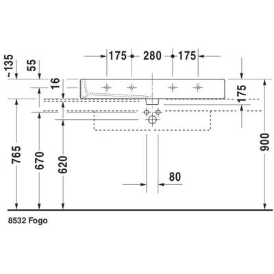 Duravit Vero Wastafel - 100x47 cm - 2 kraangaten - overloop - wit