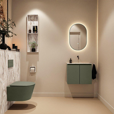 MONDIAZ TURE-DLUX 60cm toiletmeubel Army. EDEN wastafel Glace positie midden. Zonder kraangat.