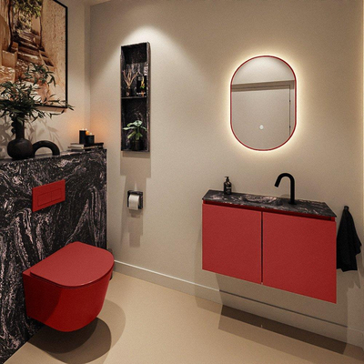 MONDIAZ TURE-DLUX 80cm toiletmeubel Fire. EDEN wastafel Lava positie midden. Met 1 kraangat.