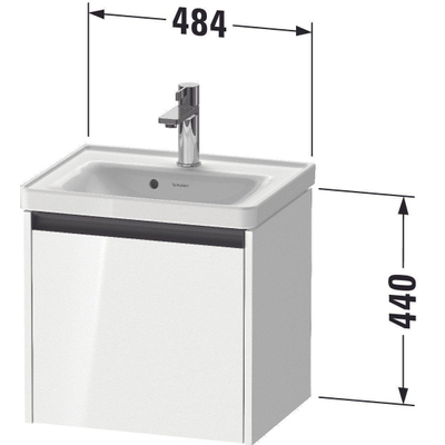 Duravit Ketho 2 wastafelonderbouwkast met 1 lade 48.4x37.5x44cm met greep antraciet basalt mat