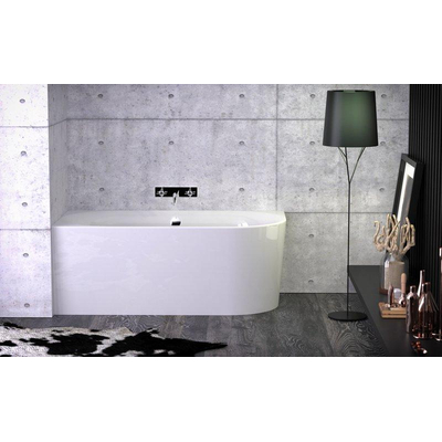 Plieger Kansas Hoekbad - 155x80x60cm - hoek links - met waterinlaat - met af- en overloopgarnituur - met poten - acryl - wit