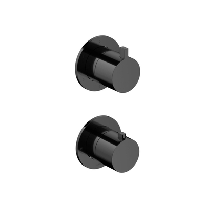 Hotbath Ace Afbouwdeel - voor inbouwthermostaat - 3-weg - omstel - Gepolijst Zwart PVD