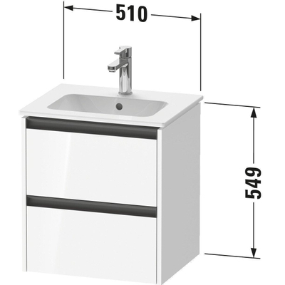 Duravit Ketho.2 wastafelonderkast 51x42x54.9cm geschikt voor 1 waskom Spaanplaat Basalt Mat