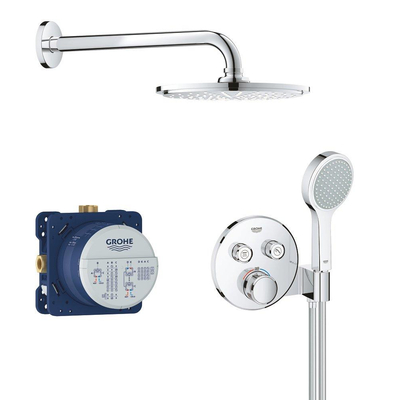 GROHE Grohtherm Smartcontrol Regendoucheset Inbouw - hoofddouche 21cm - handdouche rond - wandarm - chroom