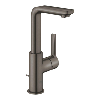 GROHE Lineare waterbesparende wastafelkraan l-size met waste met draaibare gegoten uitloop brushed hard graphite