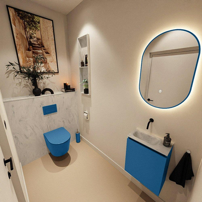 MONDIAZ TURE-DLUX 40cm toiletmeubel Jeans. EDEN wastafel Opalo positie links. Zonder kraangat.