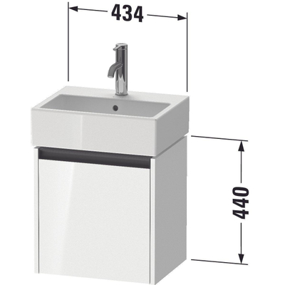 Duravit Ketho 2 wastafelonderbouwkast met 1 deur 43.4x33.8x44cm links, met greep antraciet hoogglans wit