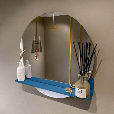 Mondiaz SPOT Badkamerspiegel - rond 70cm - spiegelplanchet - kleur Jeans