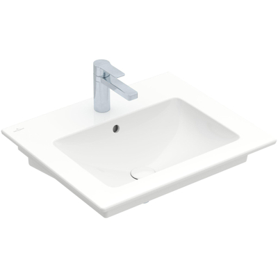 Villeroy en Boch Venticello wastafel onderzijde geslepen met 1 kraangat doorgestoken 60x50cm (geschikt voor 3 kraangaten) met overloop wit