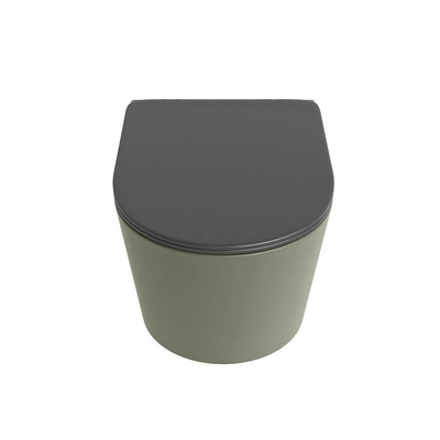 MONDIAZ LAVIE wandclosetpack - 36x53cm - diepspoel - rimless - Army (groen) - softclose - quick-release - toiletzitting - Dark grey (grijs)