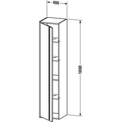 Duravit Ketho badkamerkast 40x36x180cm 1 deur Standaard greep Basalt