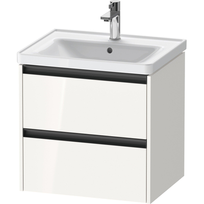 Duravit Ketho 2 wastafelonderbouwkast met 2 laden 58.4x45.5x54.9cm met grepen antraciet hoogglans wit