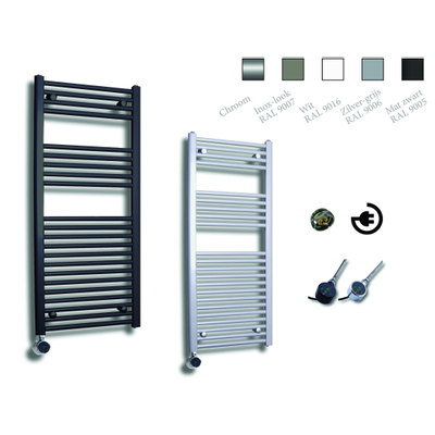 Sanicare Elektrische Design Radiator - 111.8 x 60 cm - 730 Watt - thermostaat chroom linksonder - inox look