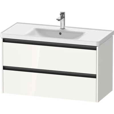 Duravit Ketho 2 wastafelonderbouwkast met 2 laden 98.4x45.5x54.9cm met grepen antraciet hoogglans wit