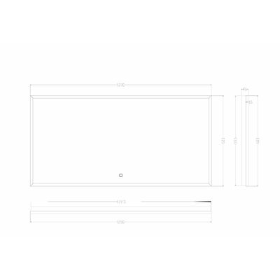 Wiesbaden Avi spiegel rechthoek met LED, dimbaar en spiegelverwarming 120 x 60 cm mat zwart