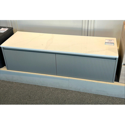 BRAUER Milled Badmeubelset 140cm Mat Taupe met topblad Artificial Marble- licht beschadigd-OUTLET UDEN