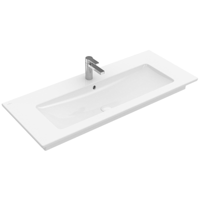 Villeroy en Boch Venticello meubelwastafel met 1 kraangat doorgestoken 120x50cm (geschikt voor 3 kraangaten) met overloop wit