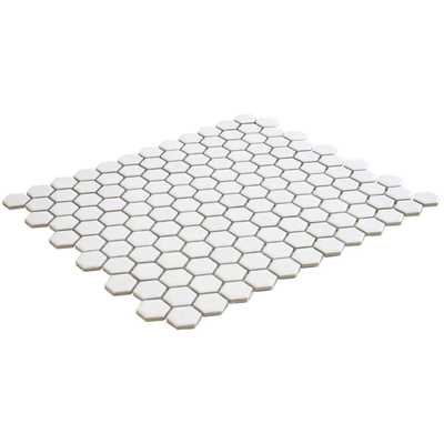 The Mosaic Factory Barcelona mozaïektegel - 26x30cm - wandtegel - Zeshoek/Hexagon - Porselein Extra White Glans