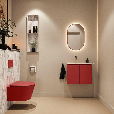 MONDIAZ TURE-DLUX 60cm toiletmeubel Fire. EDEN wastafel Glace positie links. Zonder kraangat.