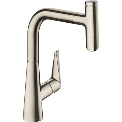 Hansgrohe Talis Select S keukenkraan 220 met uittrekbare handdouche en 150° draaibare uitloop RVS look