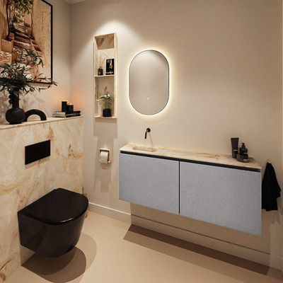 MONDIAZ TURE-DLUX 120cm toiletmeubel Plata. EDEN wastafel Frappe positie links. Zonder kraangat.