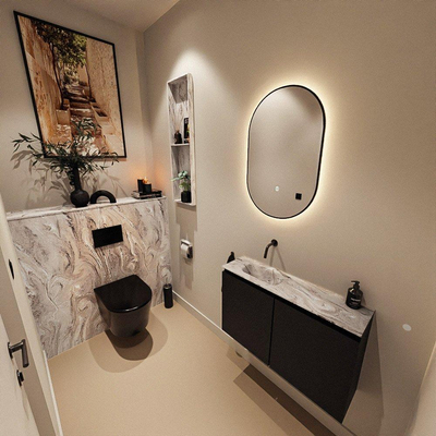 MONDIAZ TURE-DLUX 80cm toiletmeubel Urban. EDEN wastafel Glace positie links. Zonder kraangat.