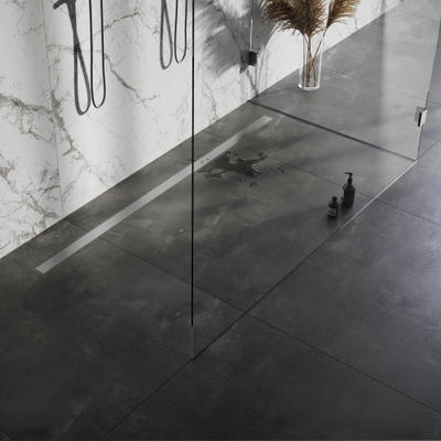 Brauer Douchegoot - 200x7x6.7cm - ondiepe vloerflens - zijuitloop - tegelinlegrooster omkeerbaar - RVS OUTLETSTORE