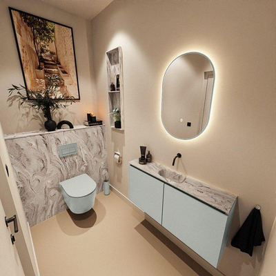 MONDIAZ TURE-DLUX 100cm toiletmeubel Greey. EDEN wastafel Glace positie midden. Zonder kraangat.