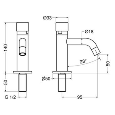 Plieger Napoli toiletkraan zelfsluitend 1/2 looptijd 15 sec. chroom