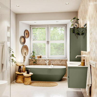 Mondiaz VICA Badkamermeubelset - 100cm - army - 2 lades - Wastafel MOON - midden - zonder kraangat - kleur talc - XL versie 60cm hoog