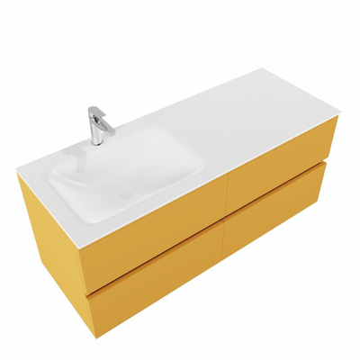 MONDIAZ VICA Badkamermeubelset - 120cm - 4 lades - wasbak Cloud links - 1 kraangat - solid surface ocher