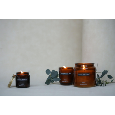 Wellmark Geurkaars Cederwood klein 6x6.5cm bruin messing glas Light My Fire SHOWROOMMODEL