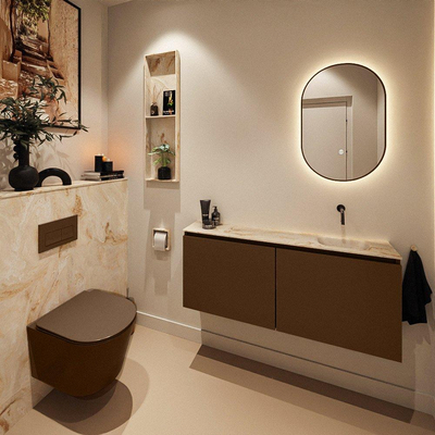 MONDIAZ TURE-DLUX 120cm toiletmeubel Rust. EDEN wastafel Frappe positie rechts. Zonder kraangat.