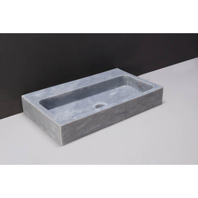 Forzalaqua Taranto wastafel 50x30x8cm Rechthoek 0 kraangaten Natuursteen Cloudy marmer gezoet