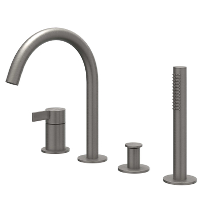 IVY Pact Badrandcombinatie - 4-wegs - mengkraan - draaibare uitloop - uittrekbare handdouche - Geborsteld metal black PVD