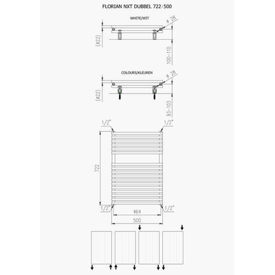 Plieger Florian Nxt designradiator dubbel horizontaal 722x500mm 505W pergamon