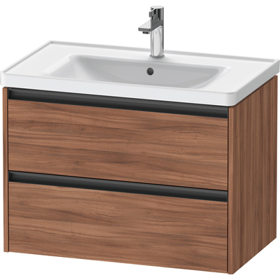 Duravit Ketho 2 wastafelonderbouwkast met 2 laden 78.4x45.5x54.9cm met grepen antraciet noten mat