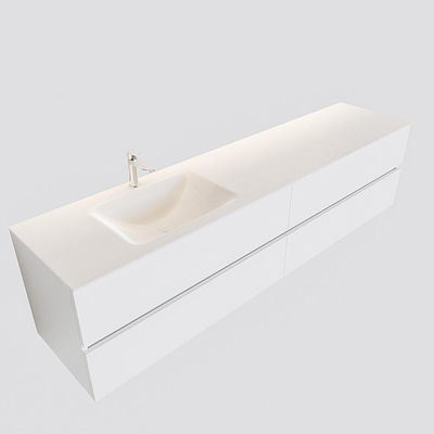 MONDIAZ VICA Badkamermeubelset - 200cm - 4 lades - wasbak Cloud links - 1 kraangat - solid surface talc