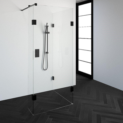 BRAUER Create Inloopdouche - reversed - 90x90cm - profielloos - 30cm - zijwand - antikalk - 8mm veiligheidsglas - antraciet mat