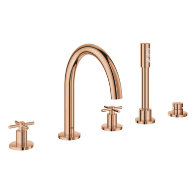 GROHE Atrio afbouwdeel 5-gats badrandcombinatie met omstel met handdouche met doucheslang 200cm met kruisgrepen warm sunset