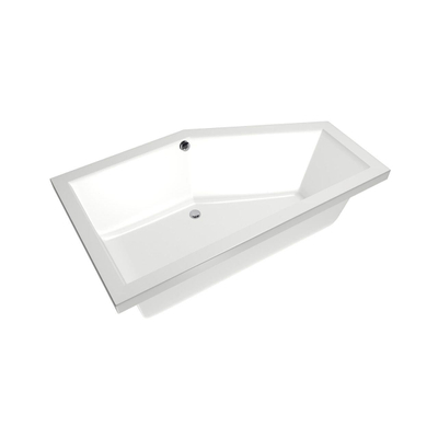 Xenz Society 160 ligbad - 160x90cm - met overloop - zonder afvoer - Hoekopstelling rechts - Acryl - glans Wit