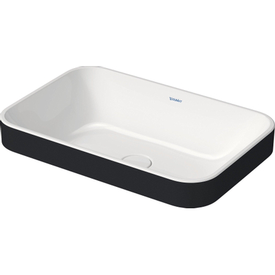 Duravit HappyD 2 Plus waskom rechthoekig zonder kraangat zonder overloop 60x40cm met keramische afdekkap wit/mat antraciet