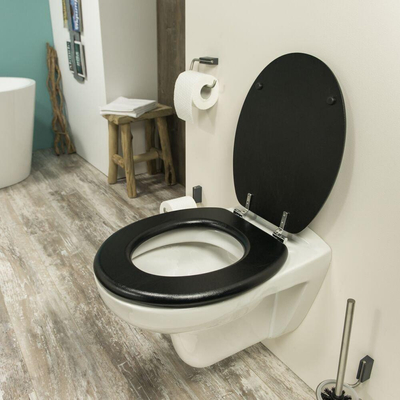 Tiger Toiletbril Leatherlook MDF Zwart 37.5x5.5x43.3cm