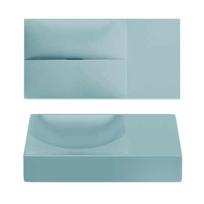 Clou Vale fontein 38 cm zonder kraangat rechts mat blauw keram