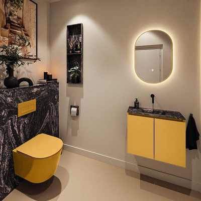 MONDIAZ TURE-DLUX 60cm toiletmeubel Ocher. EDEN wastafel Lava positie midden. Zonder kraangat.