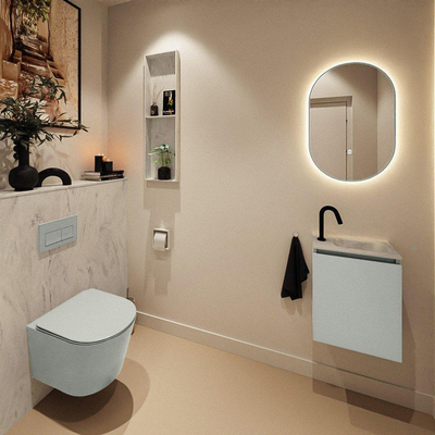 MONDIAZ TURE-DLUX 40cm toiletmeubel Greey. EDEN wastafel Opalo positie rechts. Met 1 kraangat.