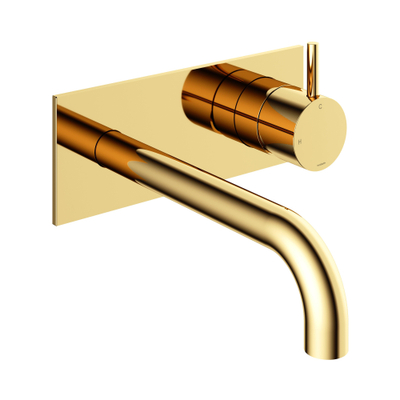 Hotbath Cobber afbouwdeel inbouw wastafelmengkraan met achterplaat en 18 cm uitloop gepolijst messing PVD excl. inbouwdeel SHOWROOMMODEL