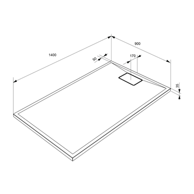 Allibert Terreno douchebak 90x140cm rechthoek Polybeton blanc